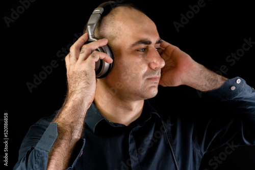 Man listening to music with headphones