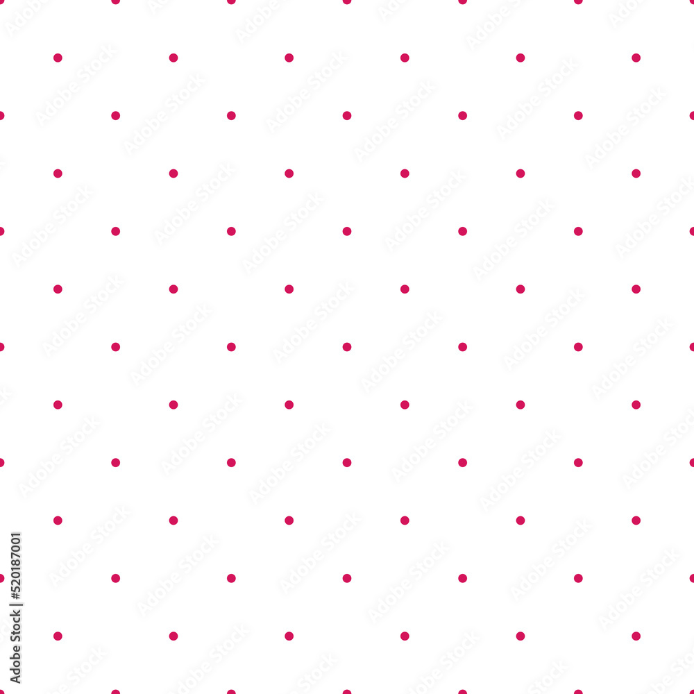 Seamless abstract pattern of little pink circles or dots on white background. Polka dots. Bright wallpaper. Summer