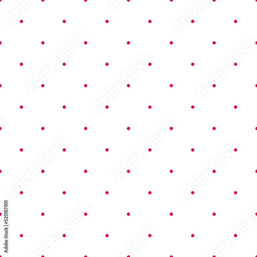 Seamless abstract pattern of little pink circles or dots on white background. Polka dots. Bright wallpaper. Summer