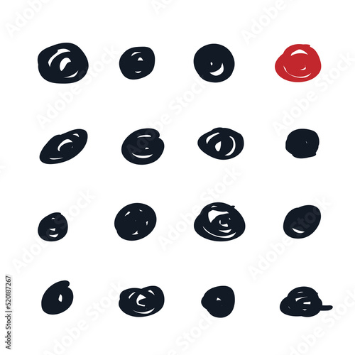 Doodle circles set Hand drawn ink sketch Dots drops logo icon sign Abstract cartoon doodle design Cute children's style Fashion print clothes apparel greeting invitation card cover flyer poster ad