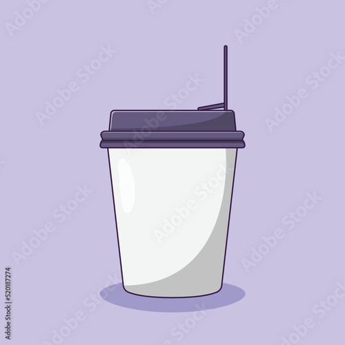Paper Cup Vector Icon Illustration. Blank Paper Cup Vector. Flat Cartoon Style Suitable for Web Landing Page, Banner, Flyer, Sticker, Wallpaper, Background