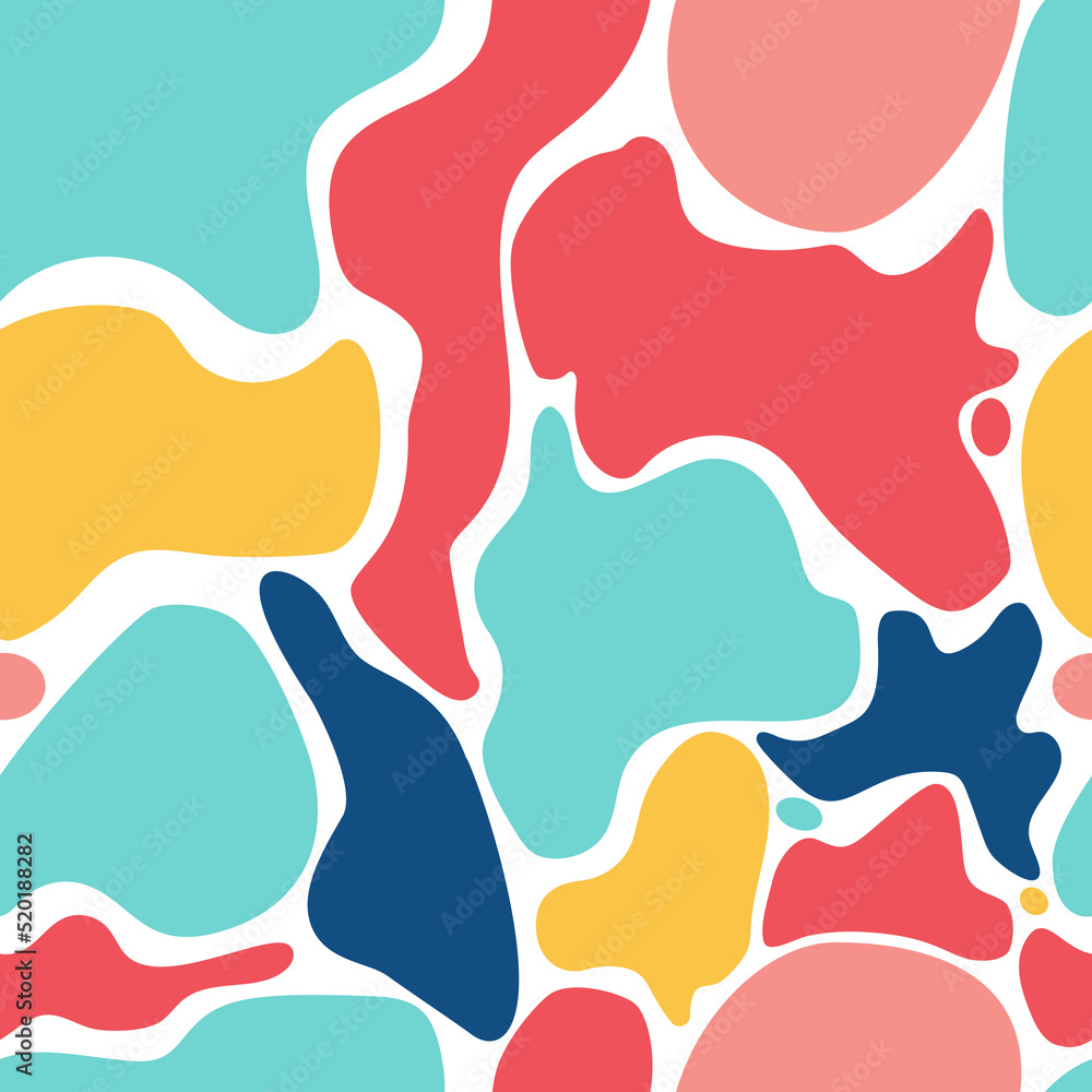 Abstract Colorful Shapes Kids Trendy Seamless Pattern