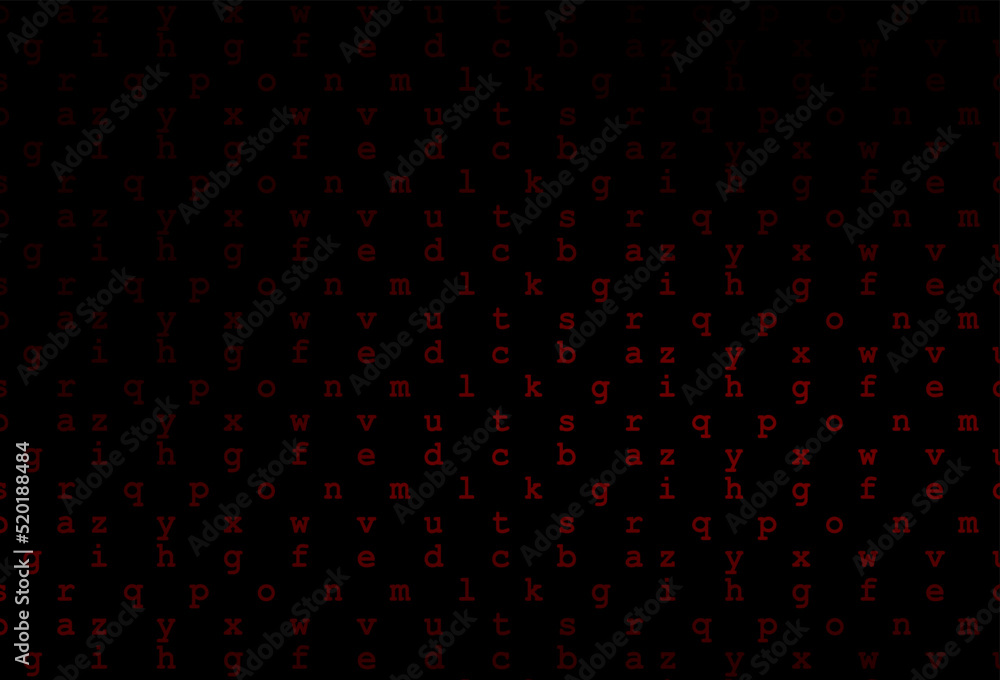 Dark red vector background with signs of alphabet. Dark red vector background with signs of alphabet.