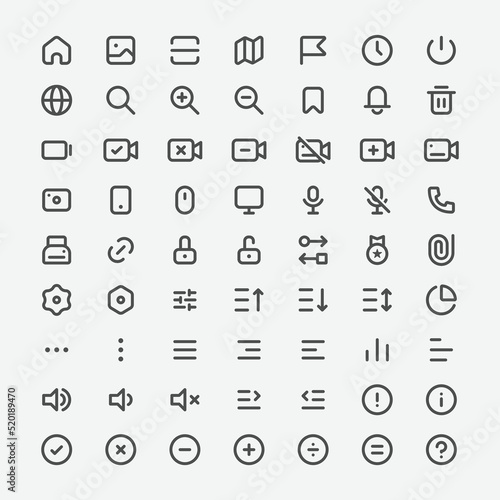 Minimal user interface vector icon set. Vector illustration user interface sign symbol icon concept. Designed for web and app design interfaces.