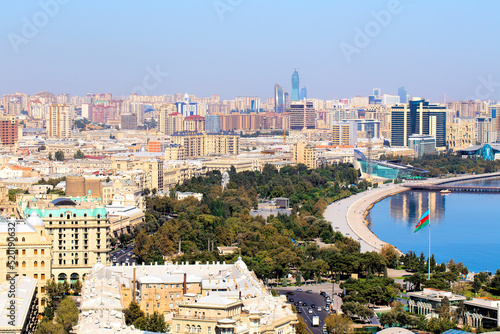 Panoramic view of Baku. A bird's-eye view. Republic of Azerbaijan