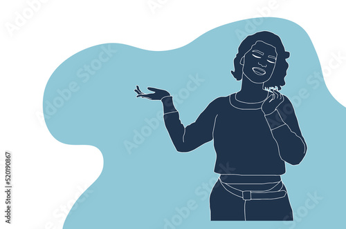 Loyalty promise oath concept. Young woman cartoon character wearing casual clothes swearing with hand on chest and open palm vector illustration 