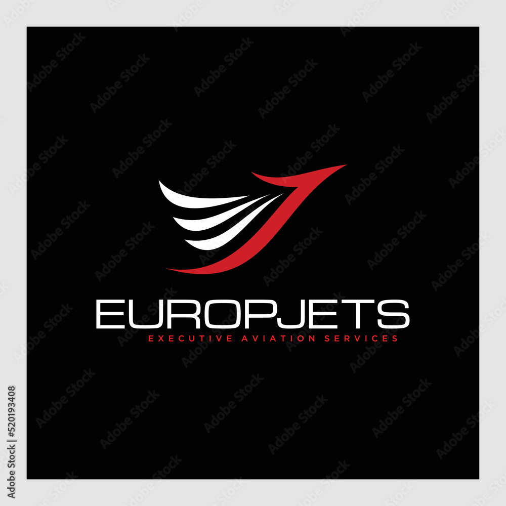 Fototapeta premium Minimalist logo design with three red lines concept, suitable for transportation and shipping