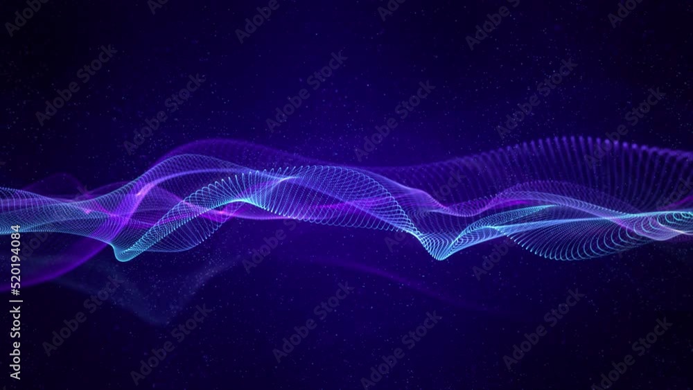 Abstract wave digital technology background with particles. Wave ...
