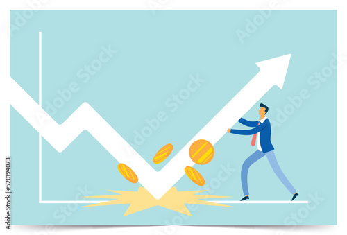 Businessman push the business graph higher
