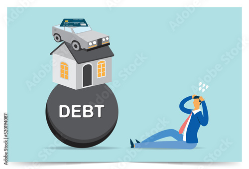 Businessmen are tied to a large amount of debt