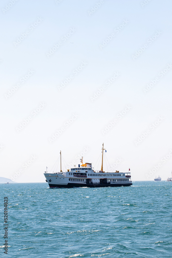 Istanbul city lines ferry. Bosphorus view of Istanbul. Landmarks.