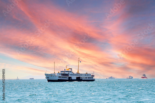 Istanbul city lines ferry. Bosphorus view of Istanbul. Landmarks. © enezselvi