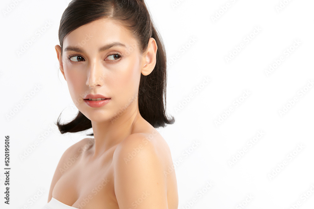 Beautiful young asian woman with clean fresh skin on white background, Face care, Facial treatment, Cosmetology, beauty and spa, Asian women portrait. Beautiful young asian woman with clean fresh skin on white background, Face care, Facial treatment, Cosmetology, beauty and spa, Asian women portrait.
