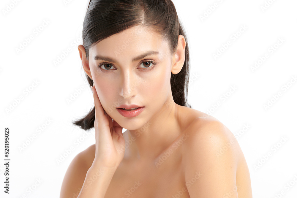 Beautiful young asian woman with clean fresh skin on white background, Face care, Facial treatment, Cosmetology, beauty and spa, Asian women portrait. Beautiful young asian woman with clean fresh skin on white background, Face care, Facial treatment, Cosmetology, beauty and spa, Asian women portrait.