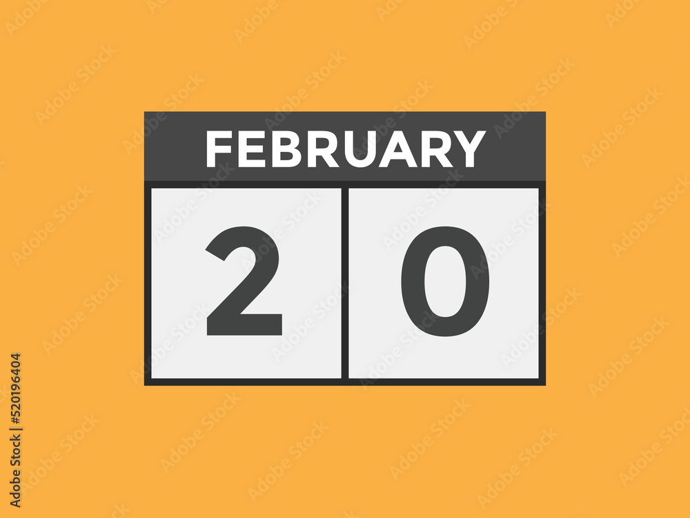February 20 Calendar icon Design. Calendar Date 20th February. Calendar template
February 20 Calendar icon Design. Calendar Date 20th February. Calendar template
