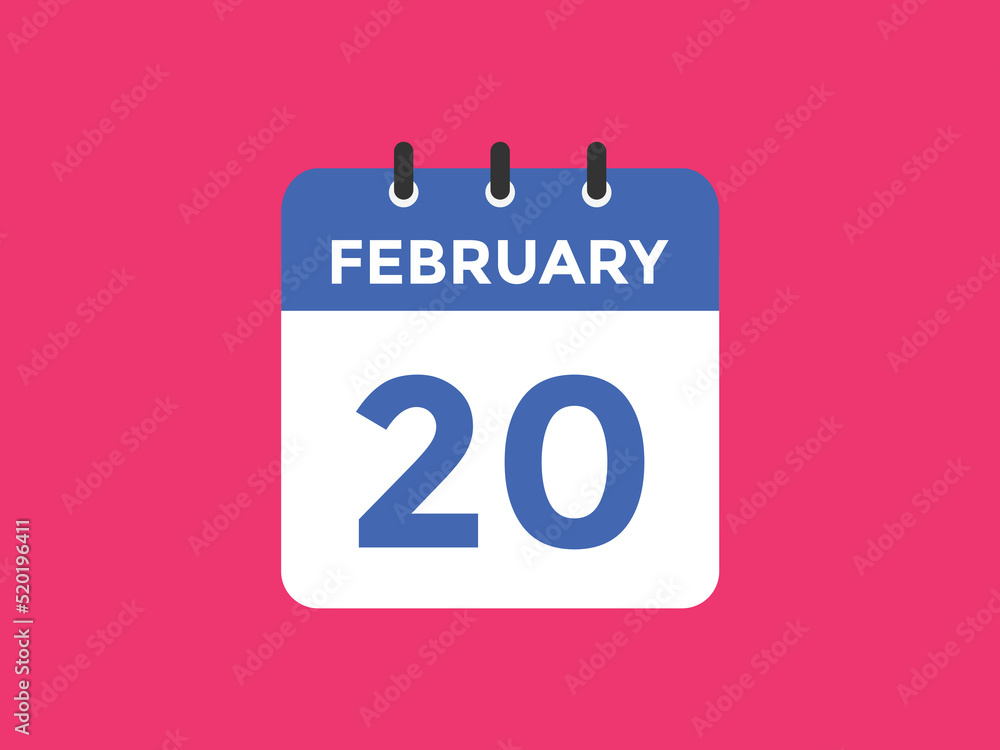 February 20 Calendar icon Design. Calendar Date 20th February. Calendar template
February 20 Calendar icon Design. Calendar Date 20th February. Calendar template