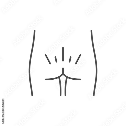Hemorrhoidal pain line outline icon