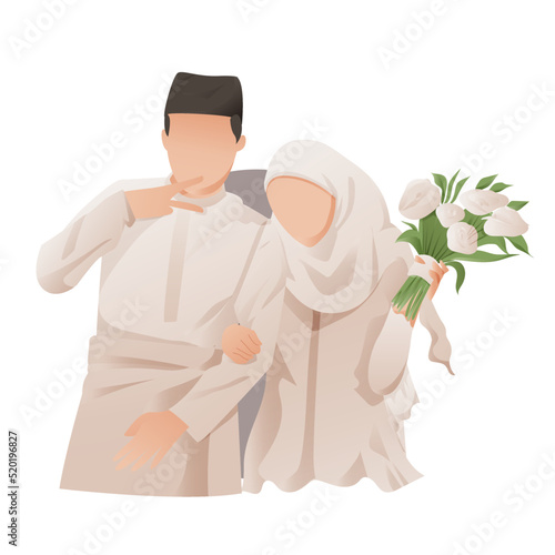 islamic wedding couple illustration