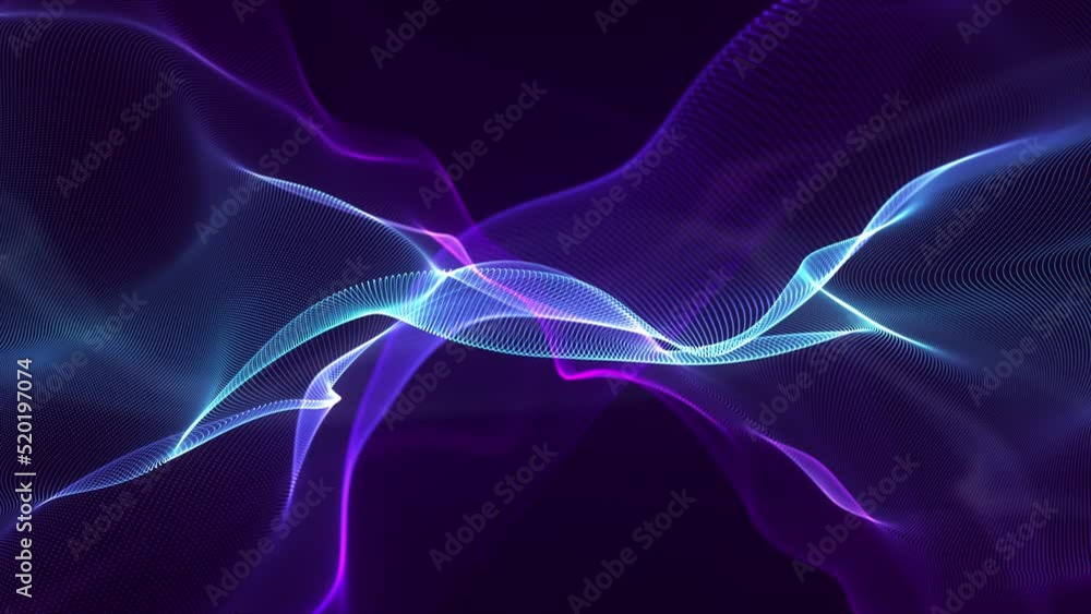 Abstract loopable blue and violet wavy motion background. Concept of futuristic animation.
