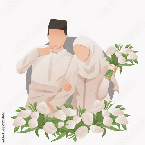 islamic wedding couple illustration