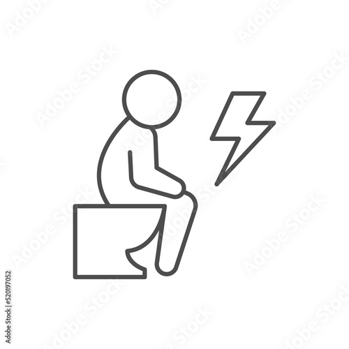 Painful defecation line outline icon
