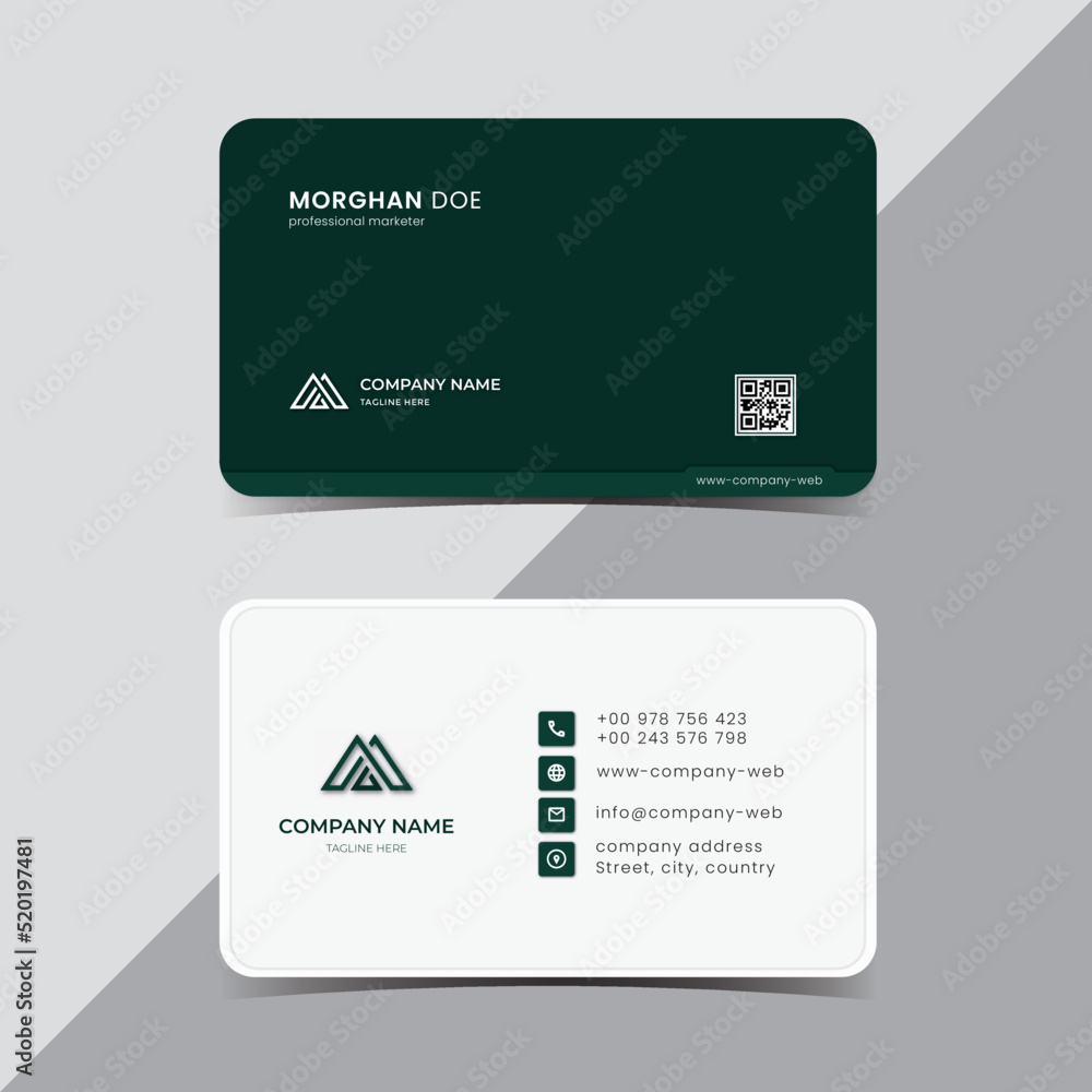 Obraz premium professional modern green business card template