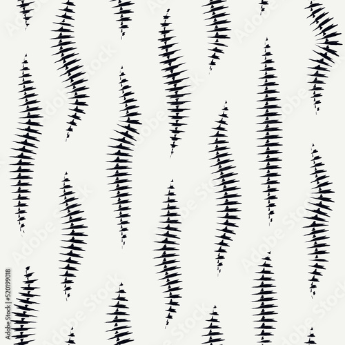 Freehand design floral ornament. Handdrawn leaf motif seamless pattern. Trendy brushstrokes ornate print. Paint brush smears organic background