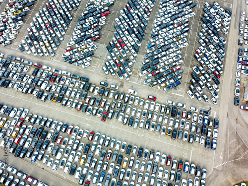 Aerial view of the customs car park