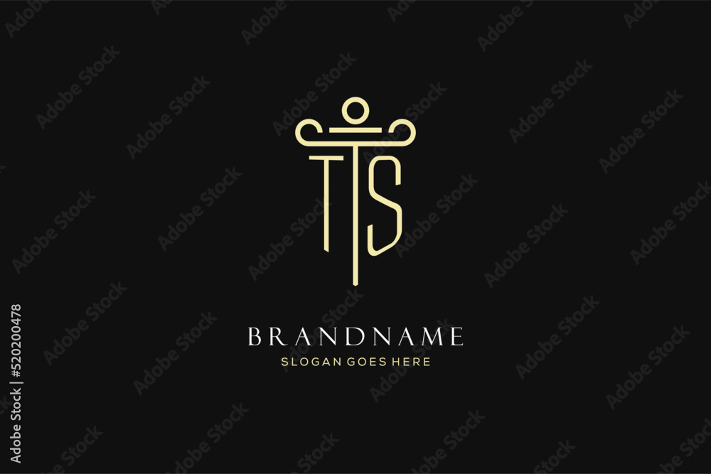Luxury modern monogram TS logo for law firm with pillar icon design ...