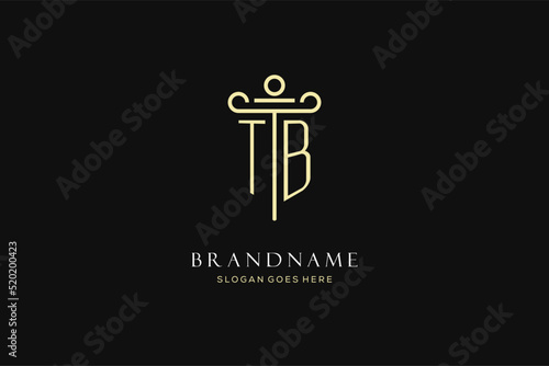 Luxury modern monogram TB logo for law firm with pillar icon design style