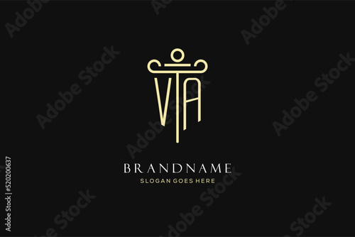 Luxury modern monogram VA logo for law firm with pillar icon design style photo