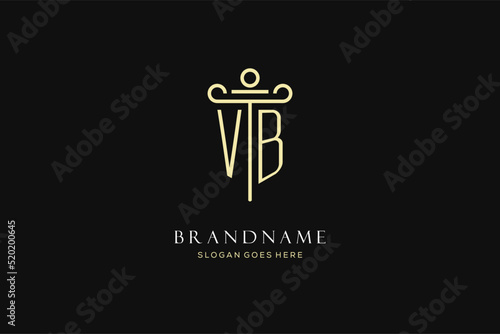 Luxury modern monogram VB logo for law firm with pillar icon design style