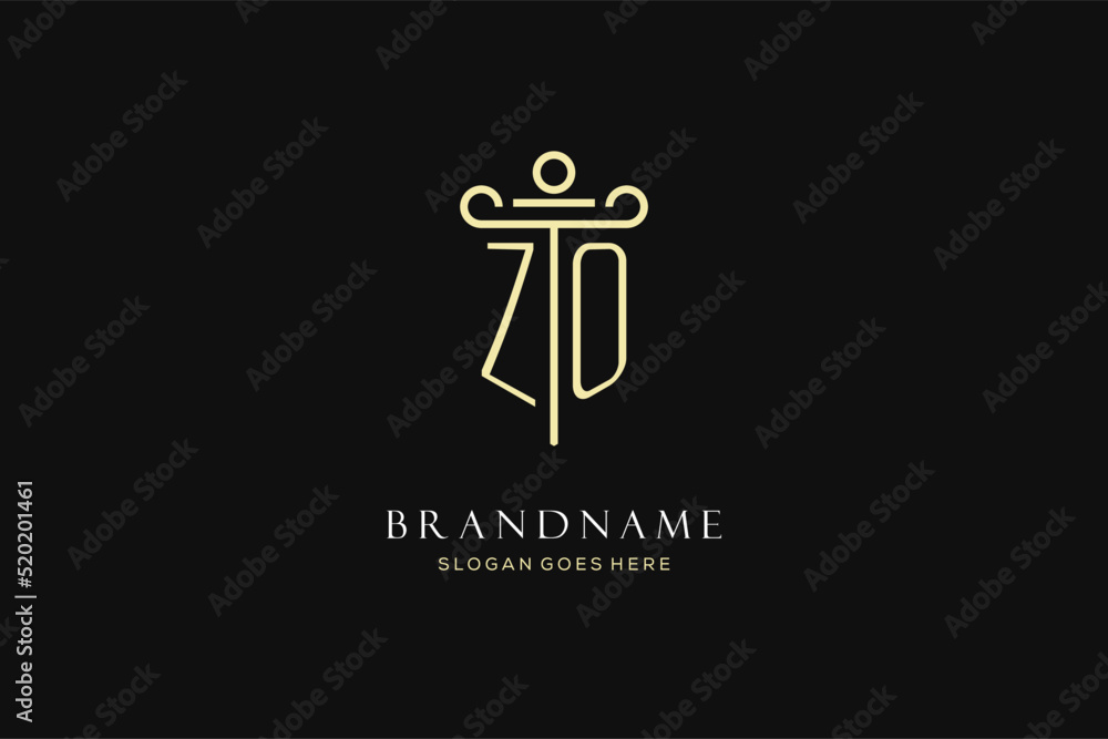 Luxury modern monogram ZO logo for law firm with pillar icon design style - obrazy, fototapety, plakaty 
