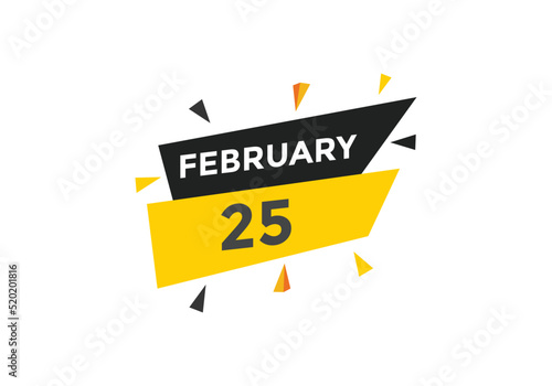 February 25 Calendar icon Design. Calendar Date 25th February. Calendar template   © creativeKawsar