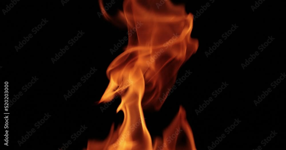 Flames of fire on black background in slow motion Flames of fire on black background in slow motion