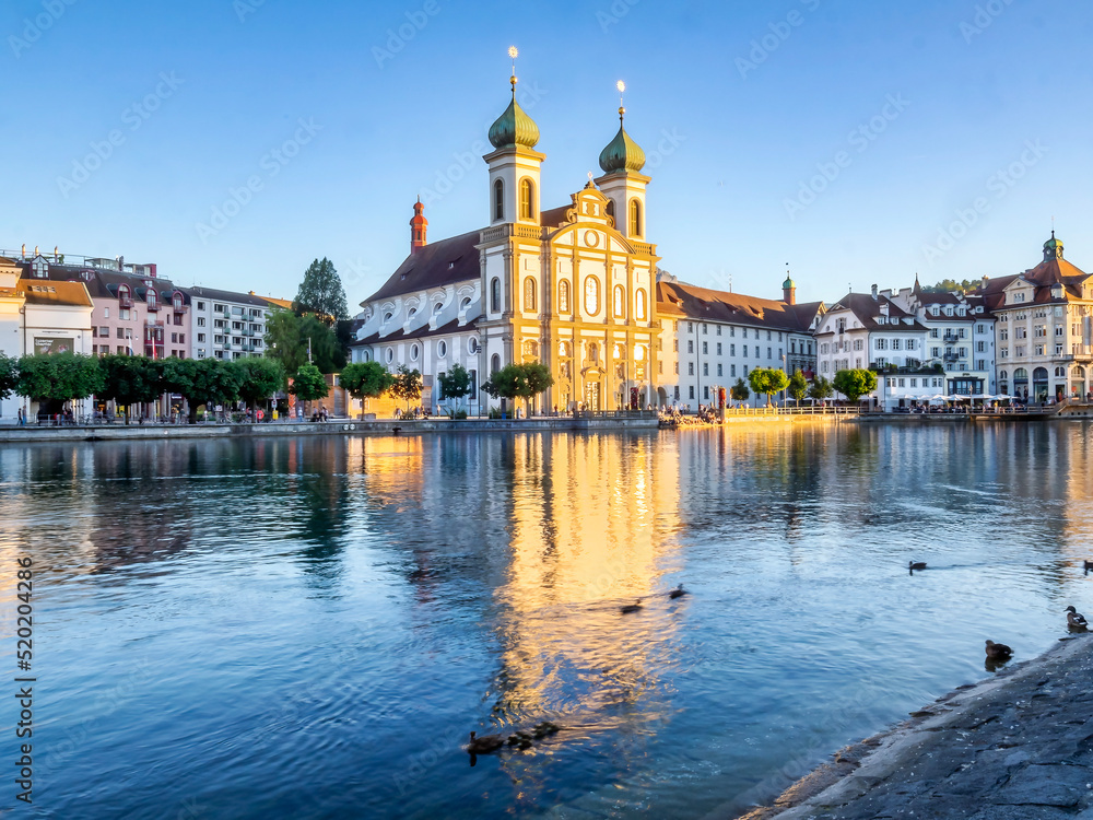 Fototapeta premium Lucerns Jesuit church in the afternoon