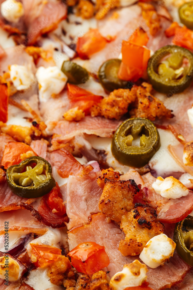 Appetizing background pizza closeup fills the frame Appetizing background pizza closeup fills the frame