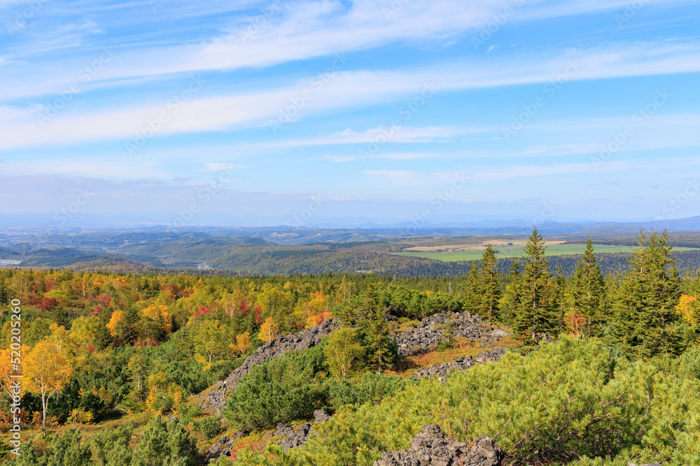 十勝望岳台のガレ場の上からの眺め「秋の北海道」