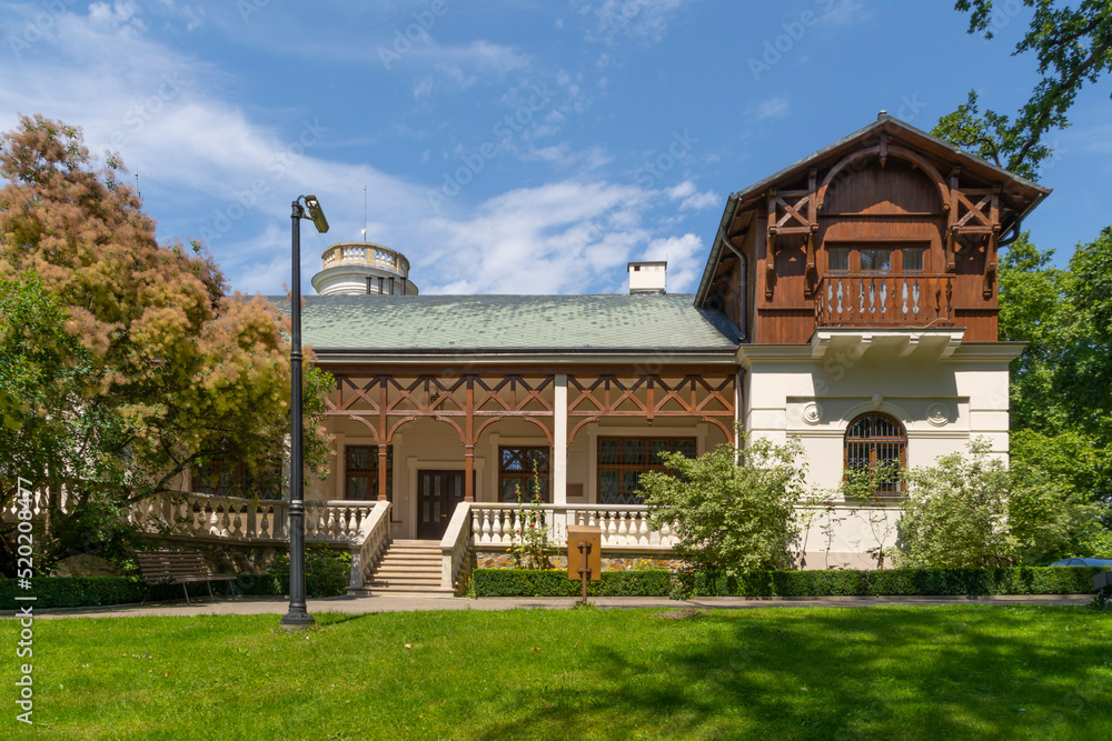 A manor house in a park in the village of Oblegorek, Poland.