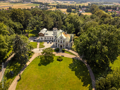 A manor house in a park in the village of Oblegorek, Poland. photo