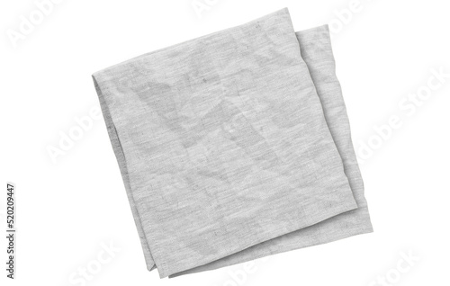 Empty canvas napkin top view isolated on white