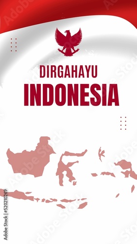 Wavy red and white Flag, Indonesia independence day