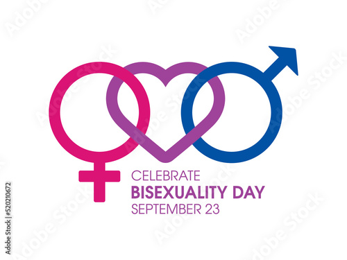 Celebrate Bisexuality Day vector. Gender symbol with heart shape design element. Bisexual pride flag icon isolated on a white background. September 23. Important day