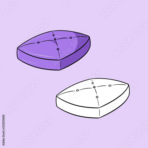 A set of pictures, a light pillow-litter for dogs, a comfortable soft chaise longue, a vector in cartoon style