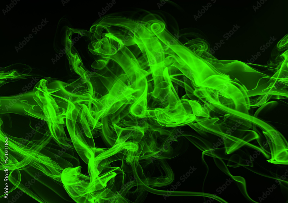 Green smoke abstract on black background, darkness concept Green smoke abstract on black background, darkness concept