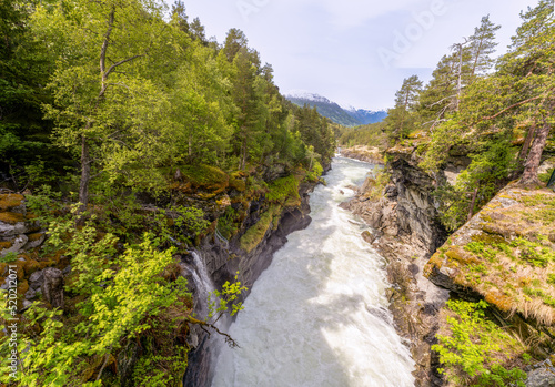 Slettafossen, a waterfall in the Rauma river, a little south of Verma (upstream) in Romsdalen in Møre og Romsdal.