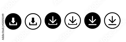 Download icon. Vector isolated elements. Black vector download web sign. Technology concept. Vector black isolated arrows