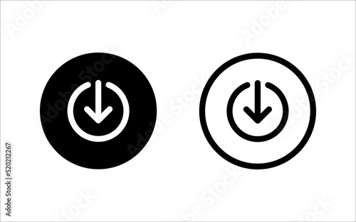 Download icon. Vector isolated elements. Black vector download web sign. Technology concept. Vector black isolated arrows