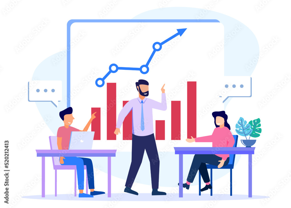 Illustration vector graphic cartoon character of work meetings Illustration vector graphic cartoon character of work meetings