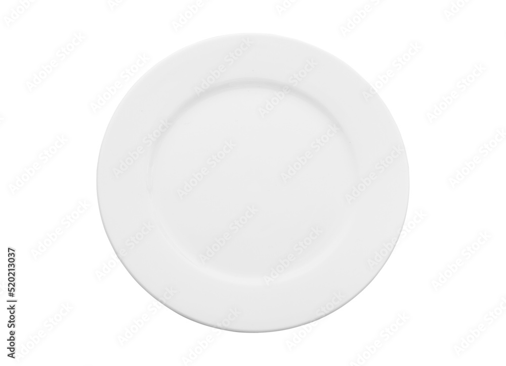 Empty white plate top view isolated on white Empty white plate top view isolated on white